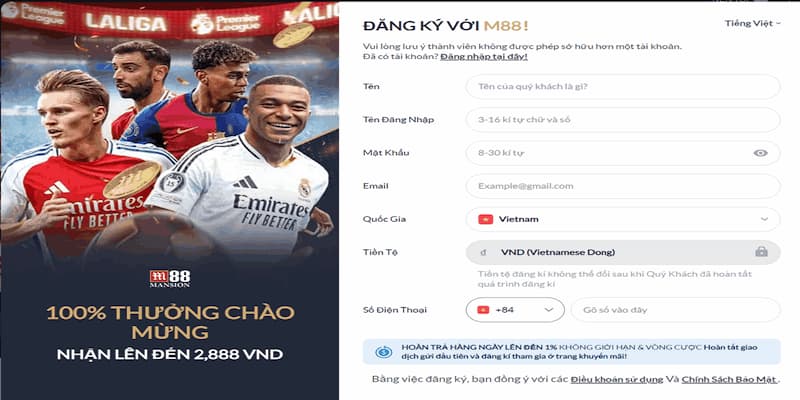 Hướng dẫn đăng ký và kích hoạt tài khoản trên M88